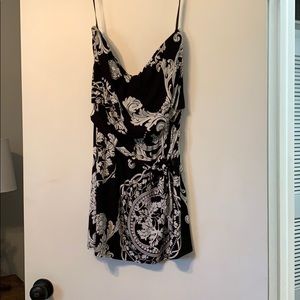 Black and white strapless dress